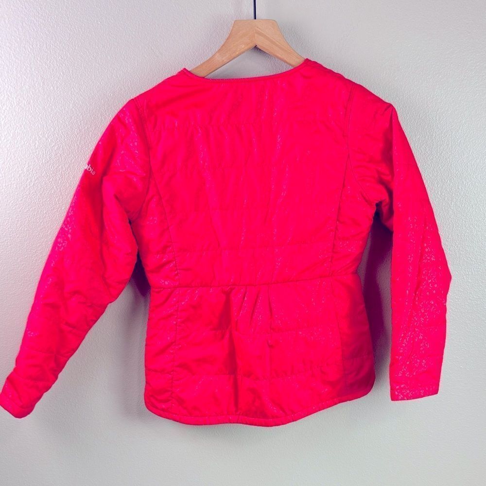 Columbia Pinkish Red Leaf Pattern Fall Jacket - Picture 2 of 9